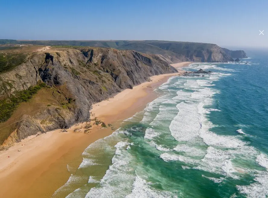 Aerial of the Vicentine cliffs and the Atlantic